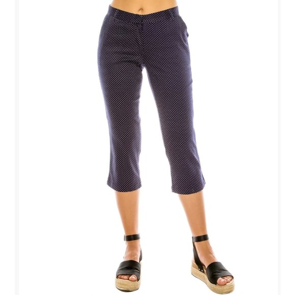 Urban Diction Blue Polka Dot capri pants. Size 2X - Picture 2 of 10